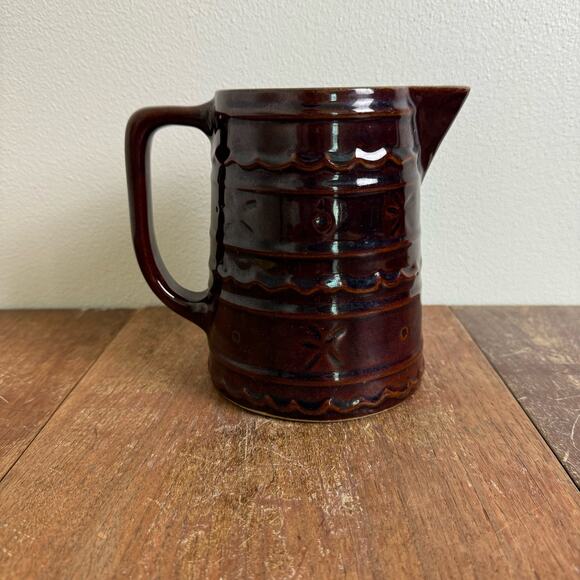 Mar-Crest Oven Proof Stoneware Brown Daisy pattern Serving Pitcher - Picture 3 of 10